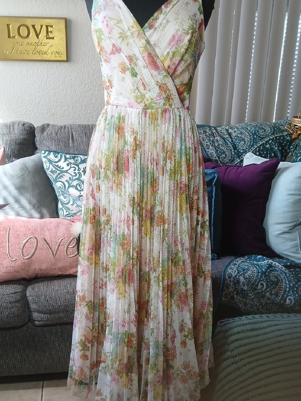 NEW Flower Fields Pleated Maxi Dress